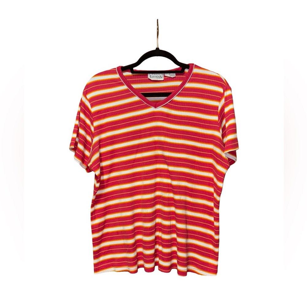 Basic Editions V Neck Shirt - Red - Size L